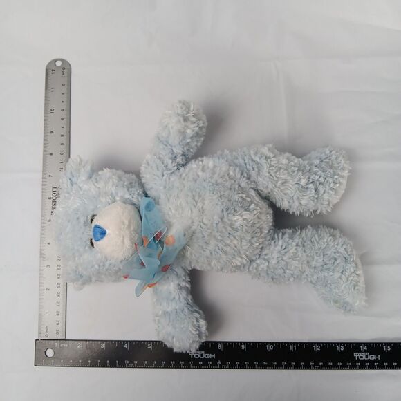 Ty Classic Raindrops The Blue Bear with a Polka Dot Ribbon Medium No Tags - Picture 12 of 13
